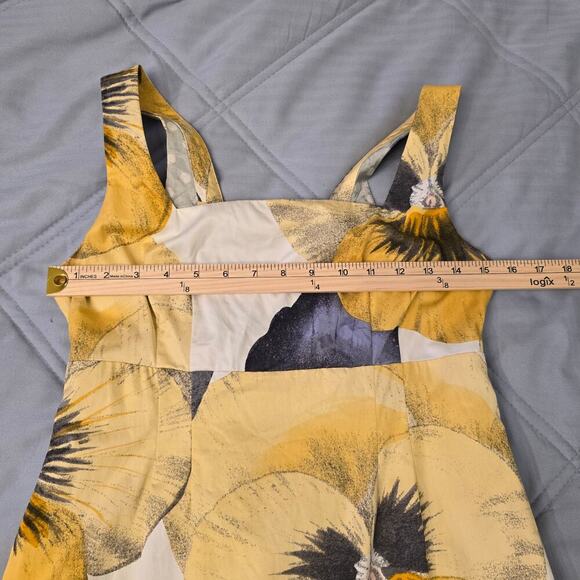 Leifsdottir Bellis Brushstroke Mini Dress Sz 6 Yellow Floral Ruffle Romanticcore - Picture 6 of 11